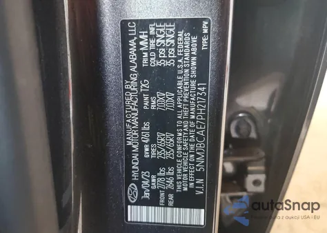 2023 Hyundai Tucson Sel из США, поврежденный, VIN 5NMJBCAE7PH217341